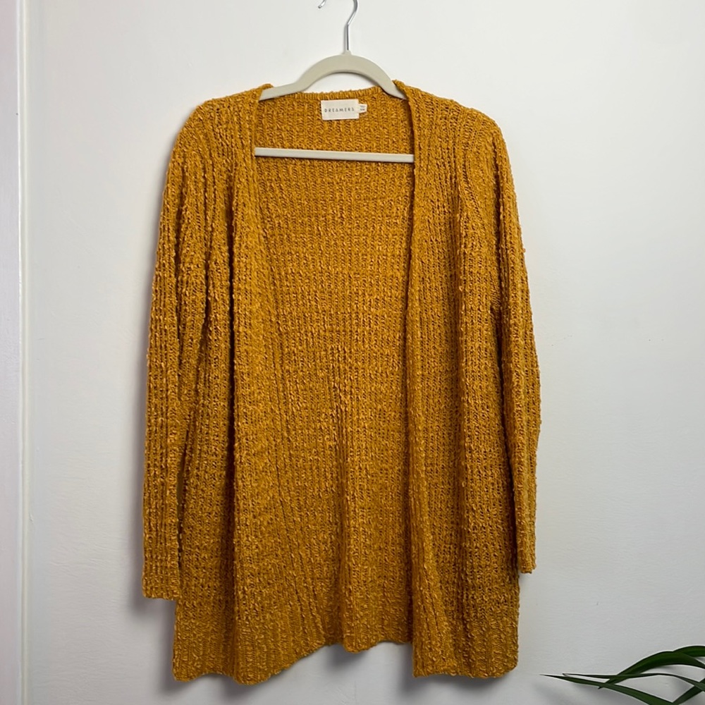 Dreamers long mustard knit cardigan